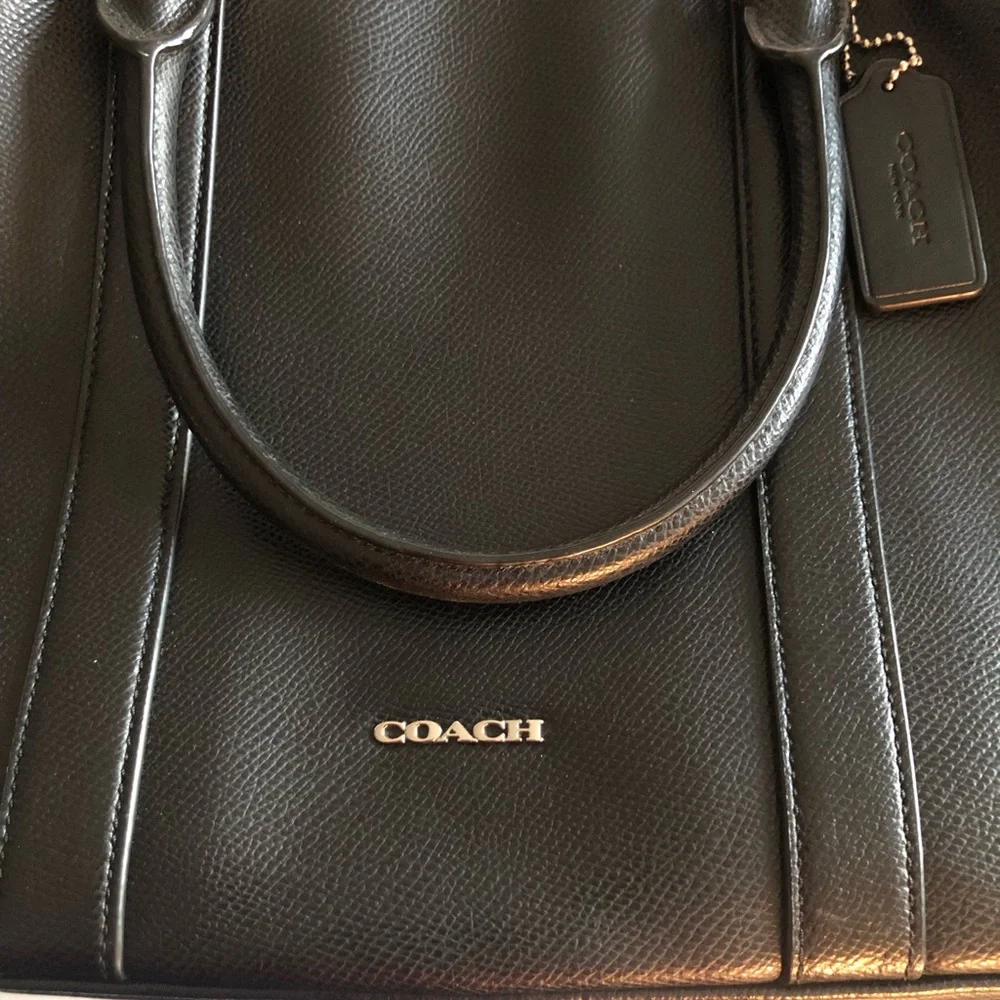 Coach Metropolitan Pebbled Leather Men's Laptop Bag with Detachable Strap